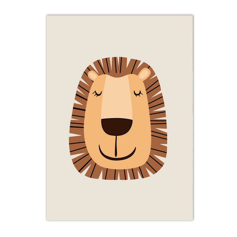 Kunstvolles Poster eines lächelnden Löwen mit weichem Fell, ideal für einen freundlichen Akzent im Kinderzimmer. Poster Kinderzimmer Hakuna Matata Löwe I Kinderzimmer Bilder I Wand Deko I Kunst Druck I Deko Print I ohne Rahmen von justgoodmood.