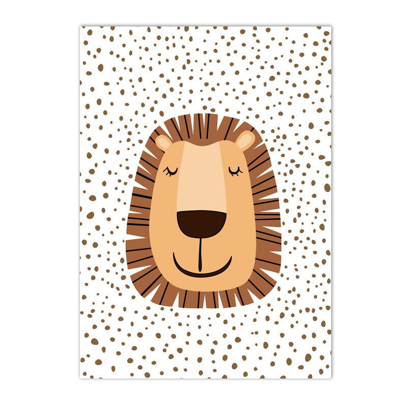 Niedliches Poster eines Löwen als Teil der Kinderzimmer Dekoration mit dem Titel "Hakuna Matata Löwe Tiger" von justgoodmood. Das Design bringt Freude und Abenteuer in jedes Kinderzimmer.