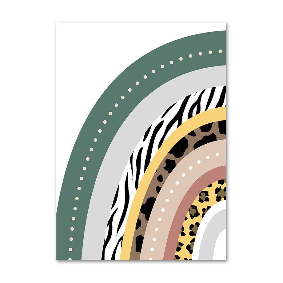 Buntes Regenbogen-Poster, ideal für das Kinderzimmer, designed von justgoodmood, Teil der 'Tiere Dschungel Wald' Serien; personalisierte Wanddekoration für Kinder.