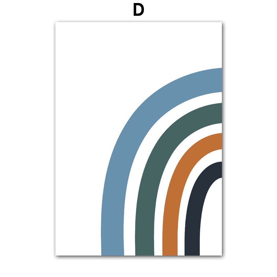 Buntes Poster mit sanften Regenbogenbögen, ideal für Kinderzimmer Dekoration. Perfekte Wanddeko von justgoodmood - Poster Kinderzimmer Alpaka Regenbogen Kaktus.