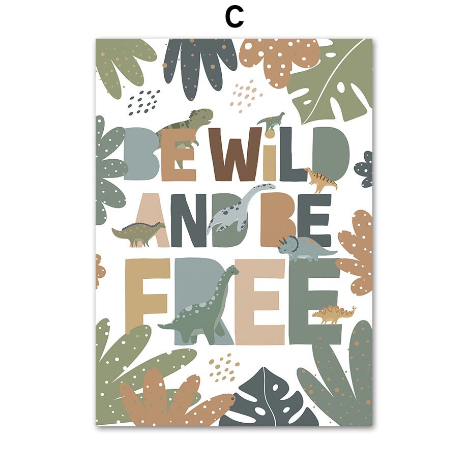 Verspielt gestaltetes Poster 'Be wild and be free' von justgoodmood, ideal für die kreative Atmosphäre im Kinderzimmer.