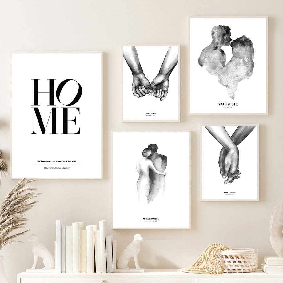 Personalisierte Poster von justgoodmood für Hochzeiten mit Kunstprints von Liebespaaren und romantischen Motiven. Ideal für Wohnzimmer- und Schlafzimmer-Deko.