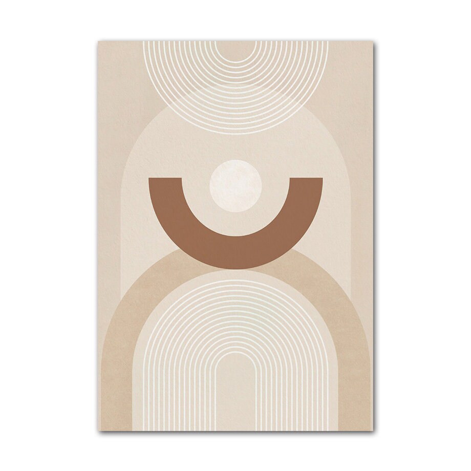 Schönes Poster Boho Abtrakt Kreis Linien Beige Braun von justgoodmood, präsentiert als edles Wandbild, das jeden Raum lebendig macht.