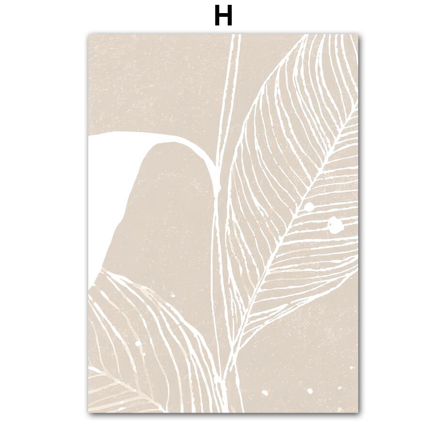 Stimmungsvolle Boho Abstrakt Kunst mit zarten Blattmotiven von justgoodmood, verleiht Ihrem Zuhause einen kreativen Akzent.
