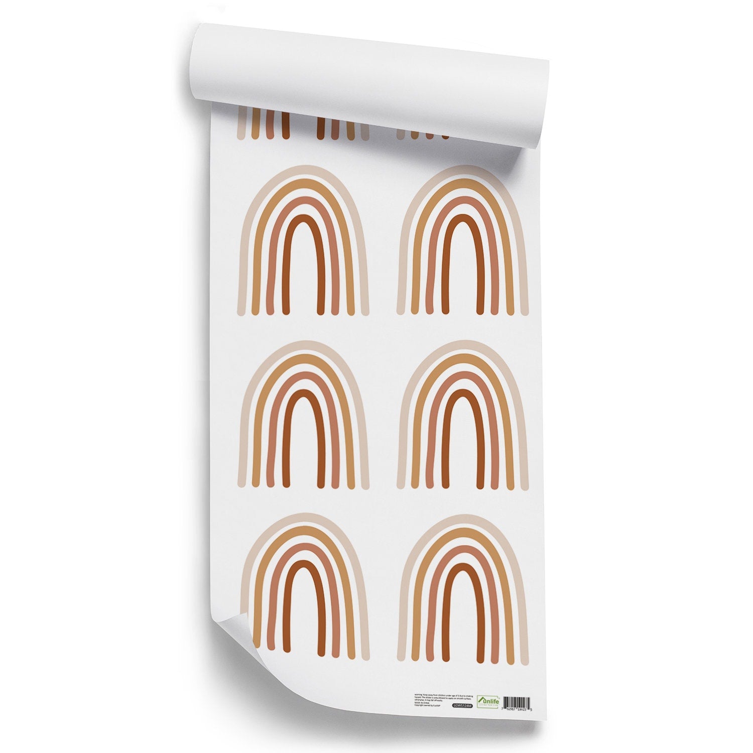 Praktisches Sticker-Set mit Boho-Stil Regenbögen von justgoodmood, perfekt für die kreative Wandgestaltung im Kinderzimmer.