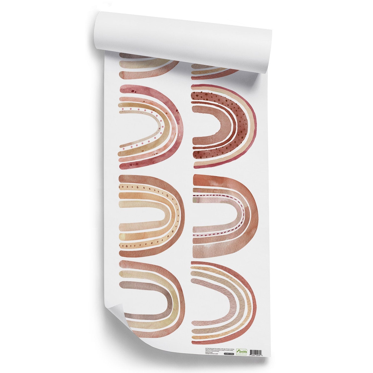 Rolle mit Boho Regenbogen Wandstickern von JustGoodMood, perfekt für die individuelle Wanddekoration in Kinderzimmern.