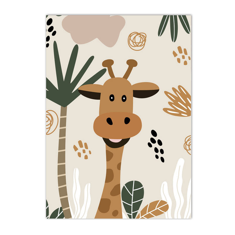 Verspielter Giraffen-Kunstdruck mit freundlichem Ausdruck, ideal als Wanddeko für das Kinderzimmer von justgoodmood, Poster Kinderzimmer Hakuna Matata Löwe.