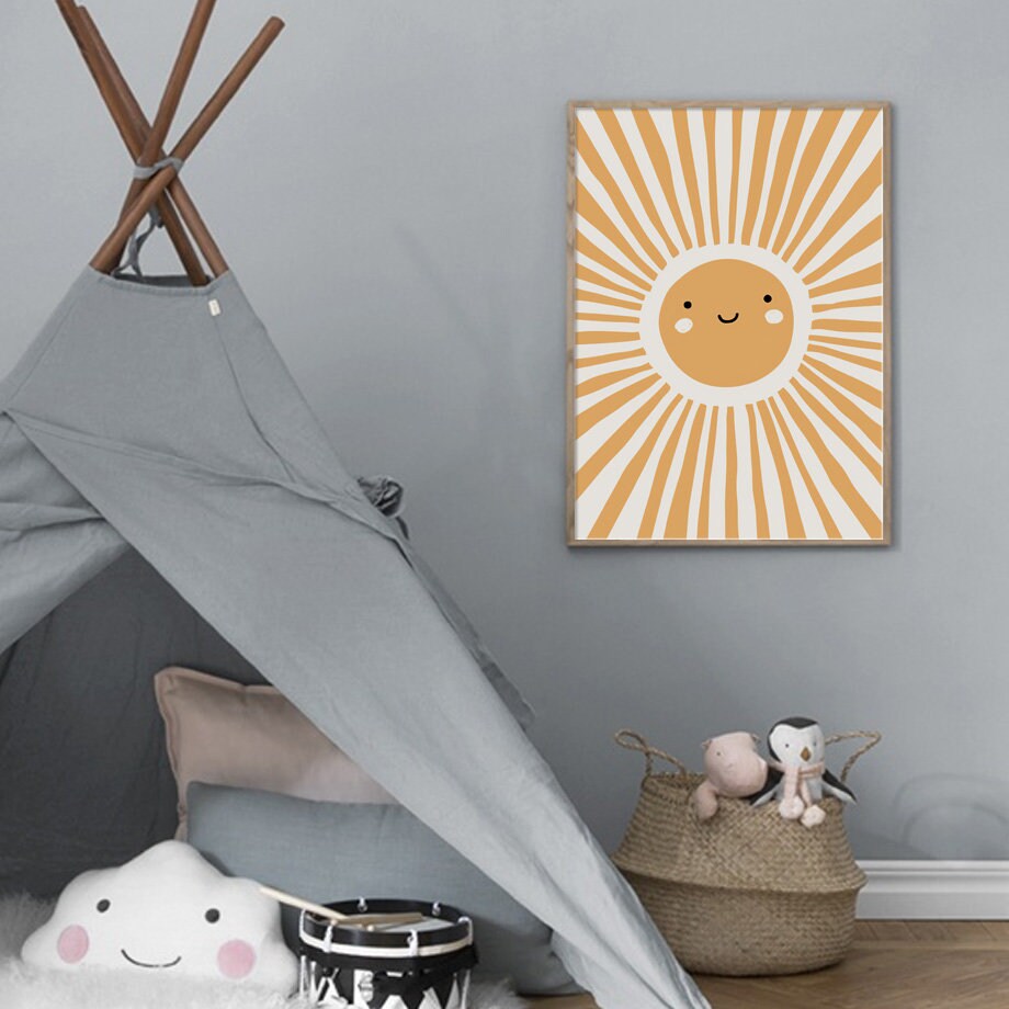 Sonniges Kinderzimmer Poster von justgoodmood. Bringt Freude und Farbe in das Kinderzimmer mit seinem fröhlichen Design.