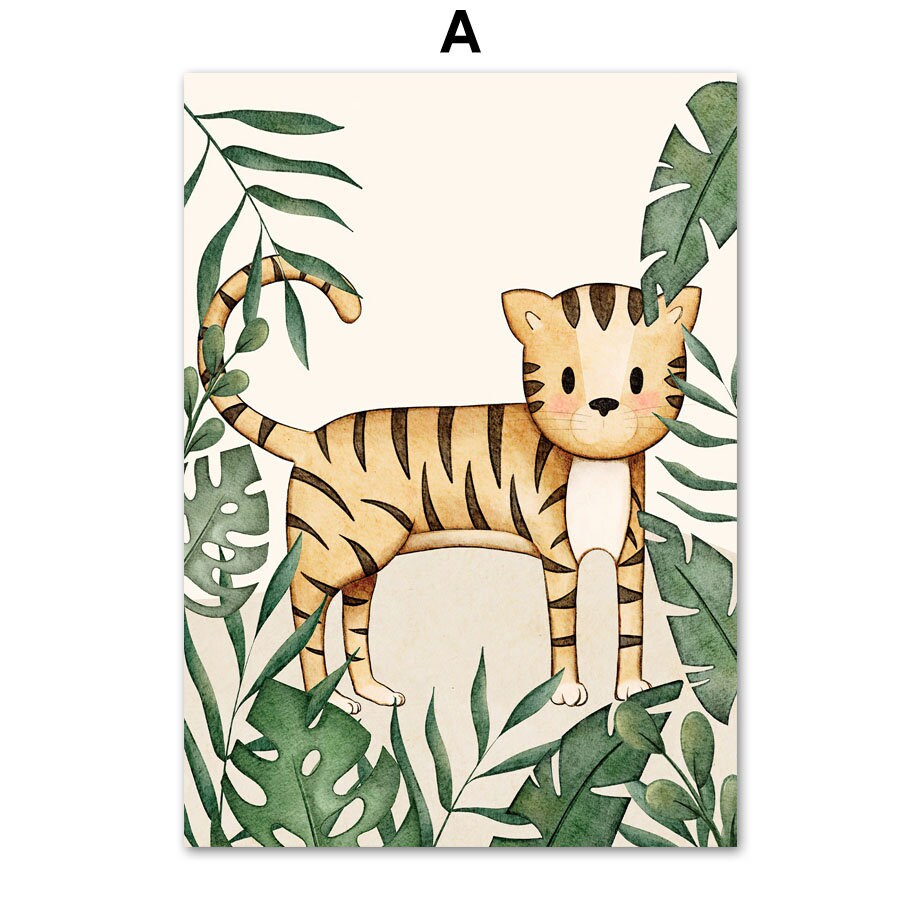 Niedliches Poster eines Tigers von justgoodmood für das Kinderzimmer, ideal als Deko-Accessoire, das den Dschungel Flair ins Spielzimmer bringt.