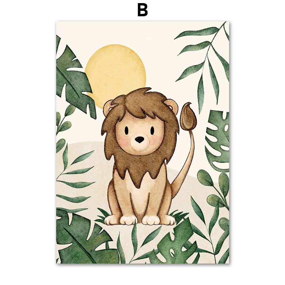 Wunderschönes Poster eines Löwen von justgoodmood, perfekt für Kinderzimmer, bringt eine spielerische und abenteuerliche Atmosphäre in jeden Raum.