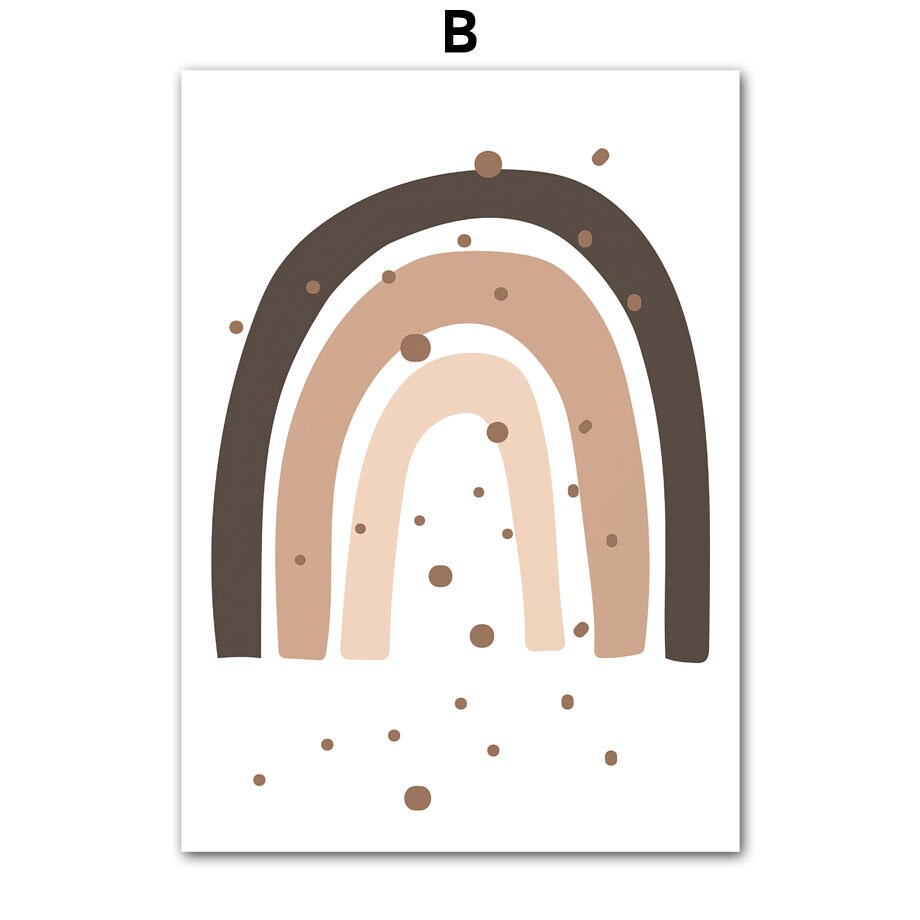 Bunter Regenbogen-Print in sanften Erdtönen, ideal für die Wandgestaltung im Kinderzimmer - Hakuna Matata Dschungel von justgoodmood.