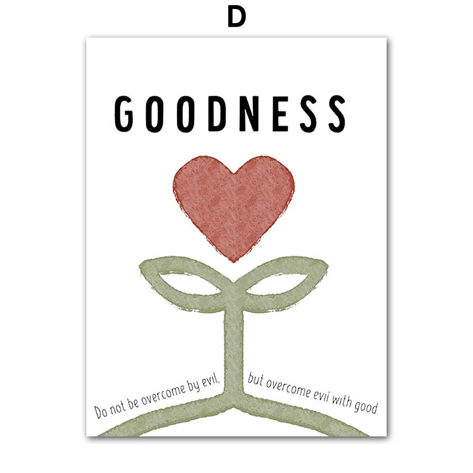 Inspirierendes Poster von justgoodmood mit dem Titel 'Reinheit' - ein herziger Pflanzendesign mit einem Herzen und der Botschaft, Gutes zu tun. Perfekte Wanddeko für Kinderzimmer.