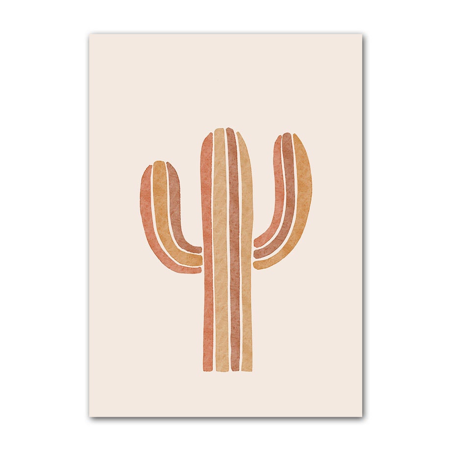 Stylisches Kaktus-Poster im minimalistischen Design, perfekt für das Kinderzimmer von justgoodmood - Poster Kinderzimmer Alpaka Regenbogen Kaktus Zeichentrick.