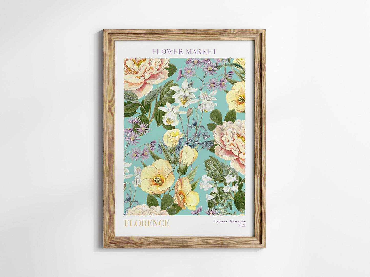 Fröhliches Poster "Flower Market Blumen V2" von justgoodmood, das lebendige Blumenzeichnungen in bunten Farben darstellt. Ein Blickfang für jeden Raum!
