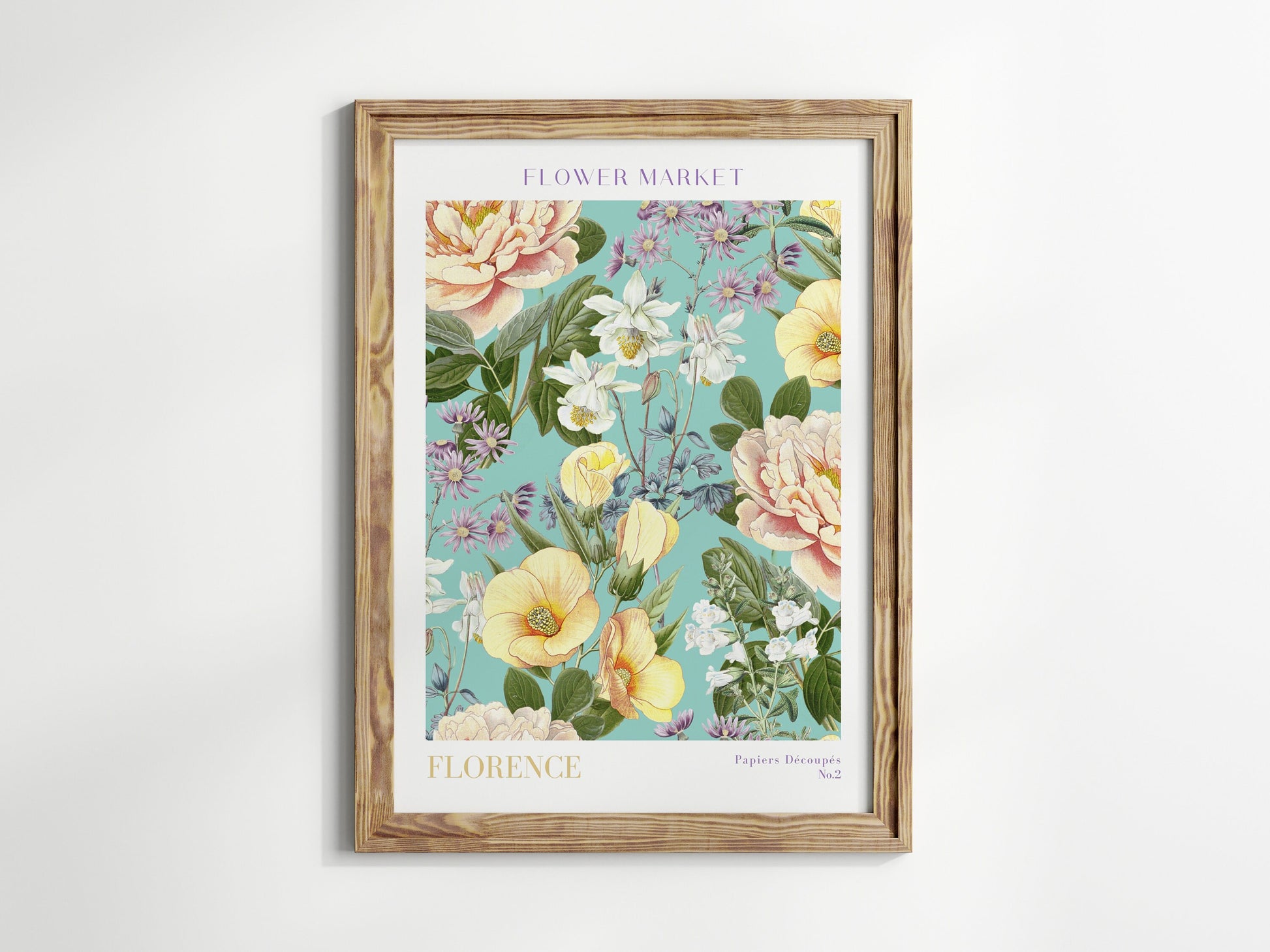 Fröhliches Poster "Flower Market Blumen V2" von justgoodmood, das lebendige Blumenzeichnungen in bunten Farben darstellt. Ein Blickfang für jeden Raum!