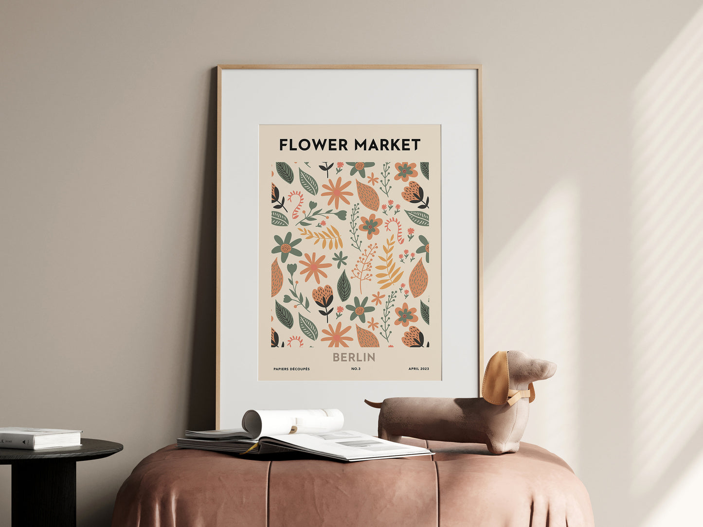 Wunderschönes Blumenmarkt Poster Set von justgoodmood, featuring bunte florale Illustrationen in elegantem Design, ideal für Wohnzimmer und Schlafzimmer.