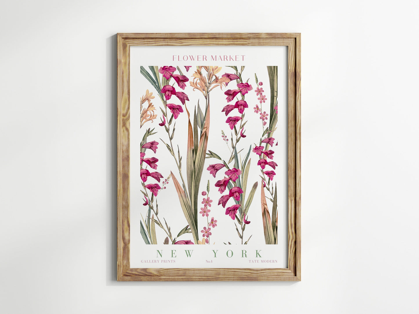Schönes Poster "Flower Market Blumen V2" von justgoodmood, das farbenfrohe Orchideen und botanische Elemente zeigt. Perfekt für Wohnzimmer oder Schlafzimmer.