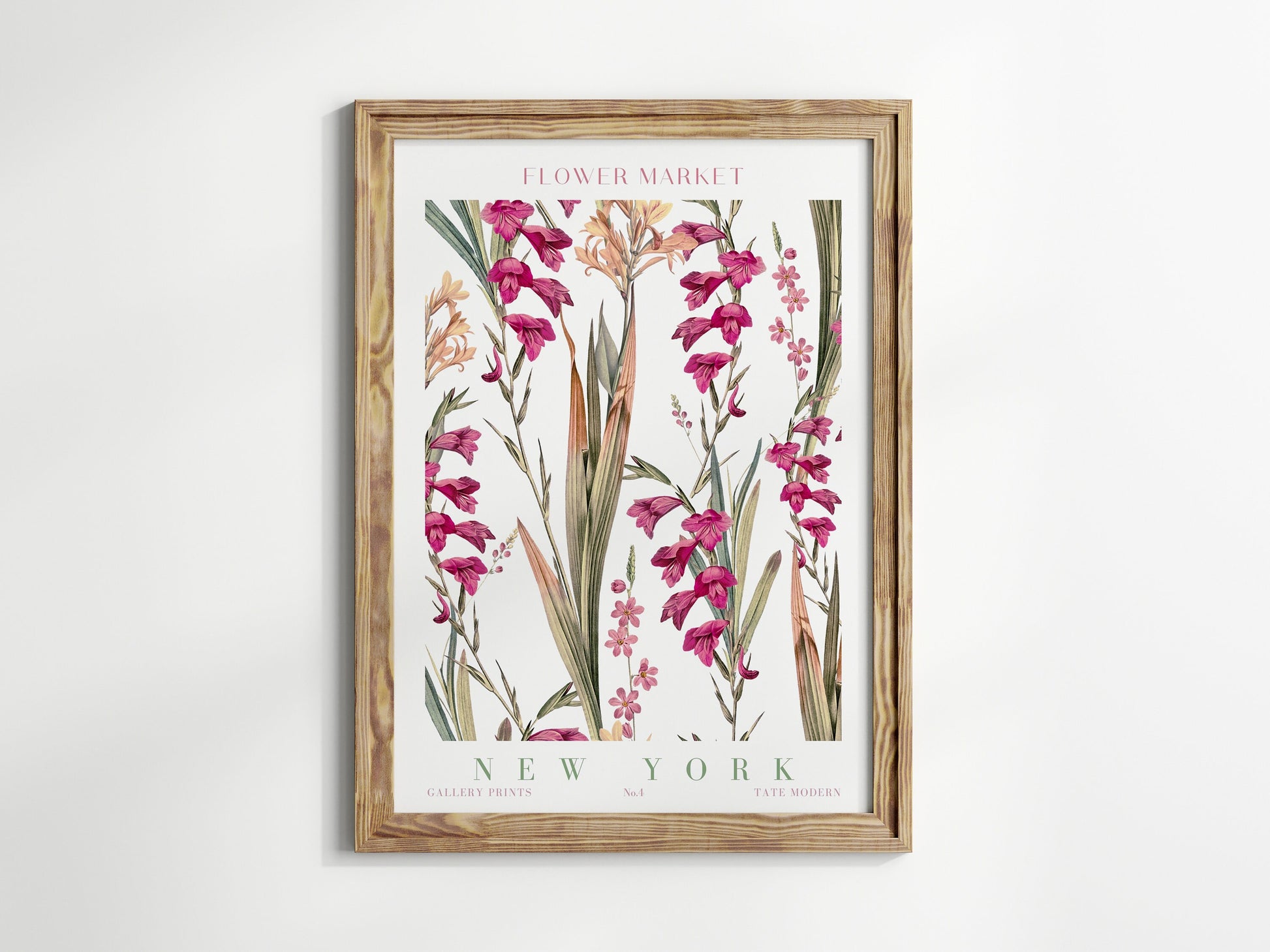 Schönes Poster "Flower Market Blumen V2" von justgoodmood, das farbenfrohe Orchideen und botanische Elemente zeigt. Perfekt für Wohnzimmer oder Schlafzimmer.