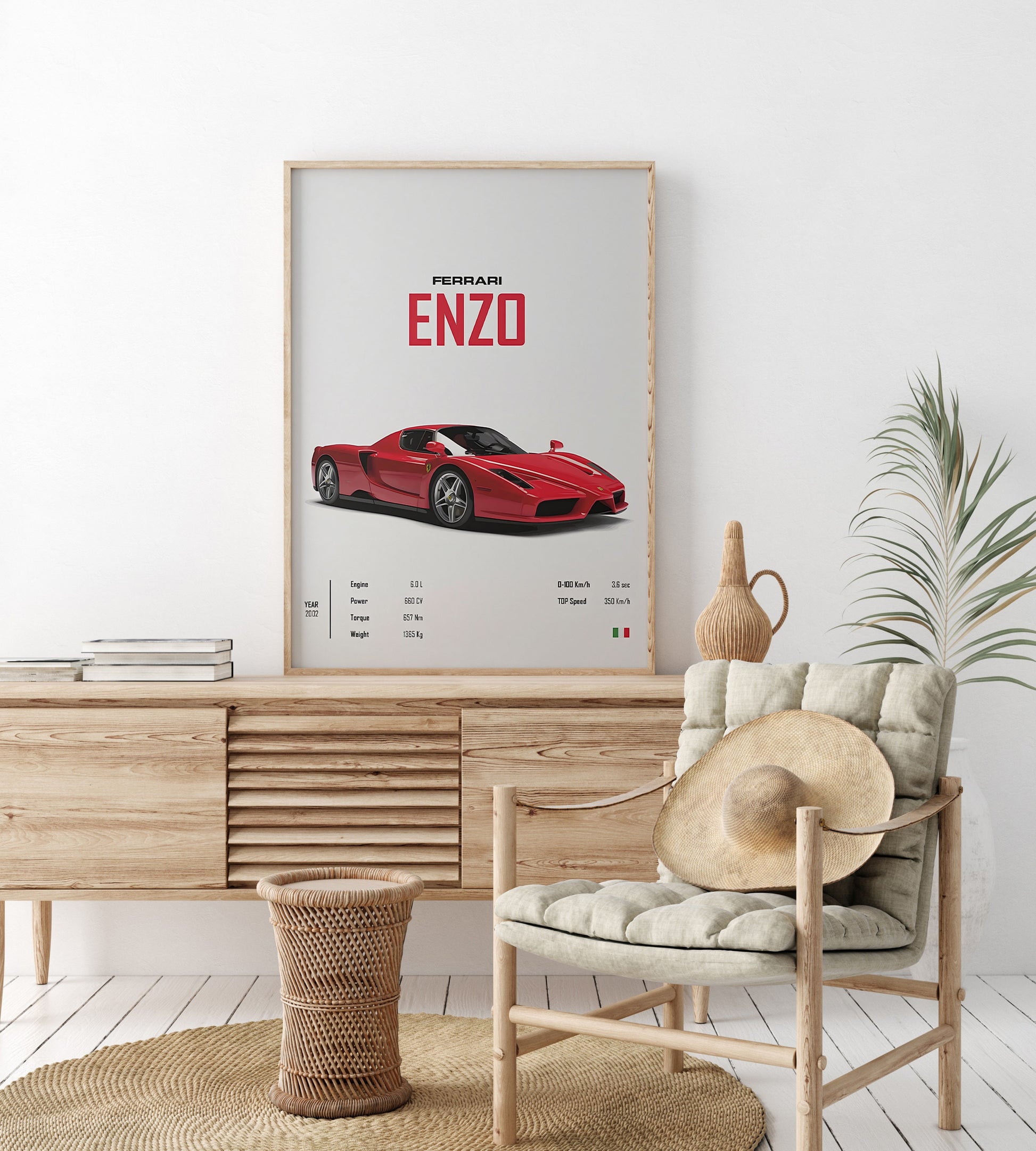 Elegantes FERRARI ENZO Poster in einer geschmackvollen Einrichtung, ein Blickfang von justgoodmood.