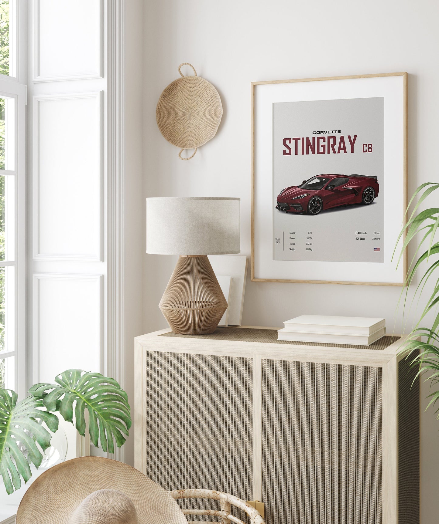 Stylisches Poster mit CORVETTE Stingray C8 von justgoodmood, perfektes Geschenk für Auto-Liebhaber und eine modische Wanddeko.