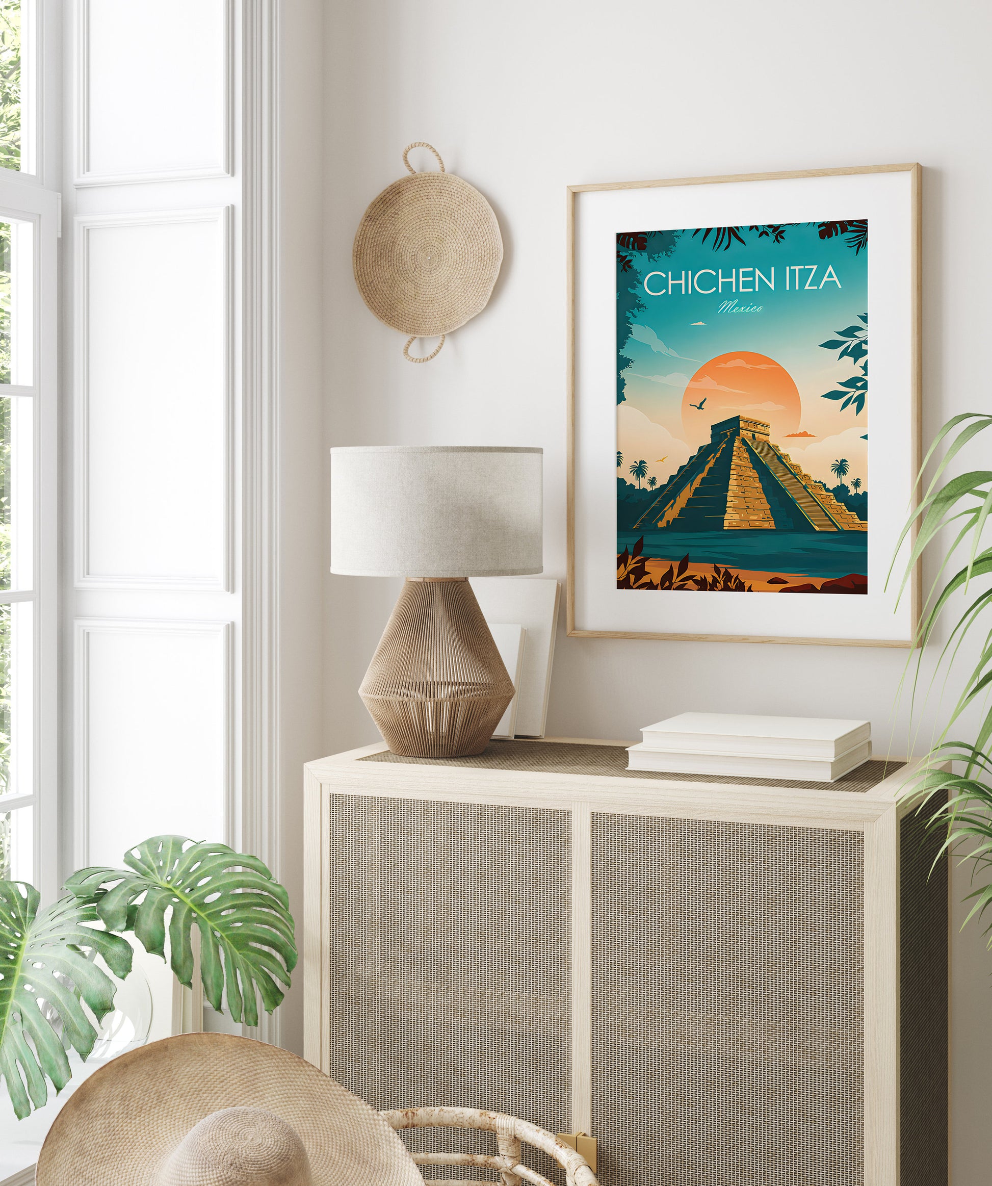 Das beeindruckende Chichen Itza Poster von justgoodmood bringt der Geschichte Mexikos Farbe in jedes Zuhause.