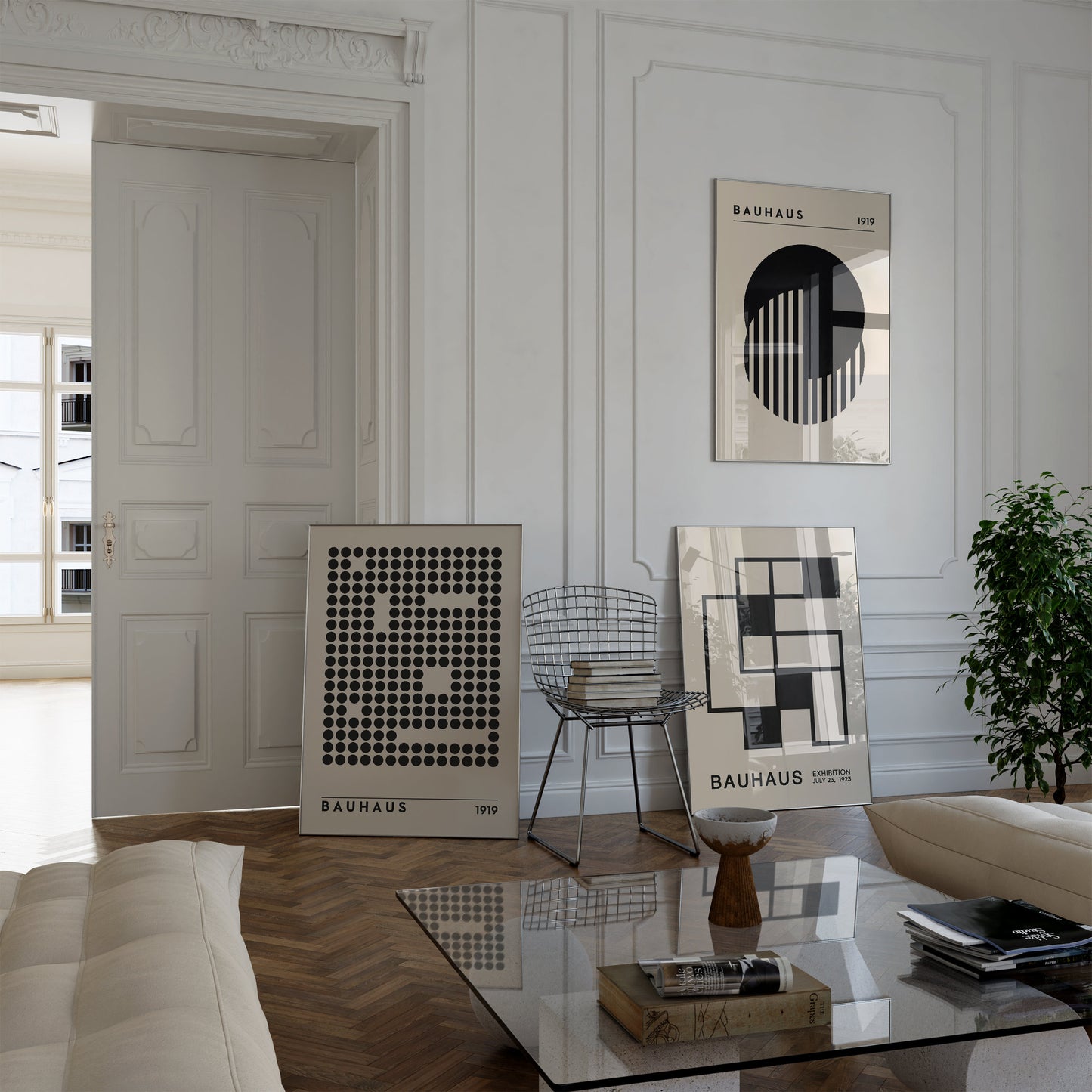 Bauhaus Wanddeko von justgoodmood, faszinierende Ausstellung Poster in einem modernen Raum, ideal um Atmosphäre und Eleganz zu schaffen. Genießen Sie das kreative Design!