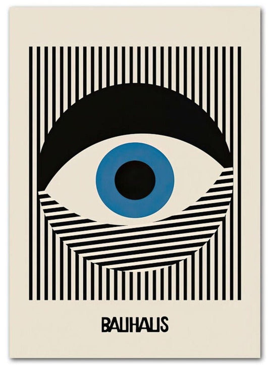 Poster Bauhaus Auge mit verschiedenen Formen und Muster als Deko Print ohne Rahmen - justgoodmood
