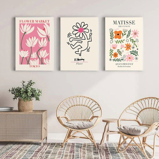 Poster Blumen Markt Tokio Henry Matisse & Keith Haring als Deko Print ohne Rahmen - justgoodmood