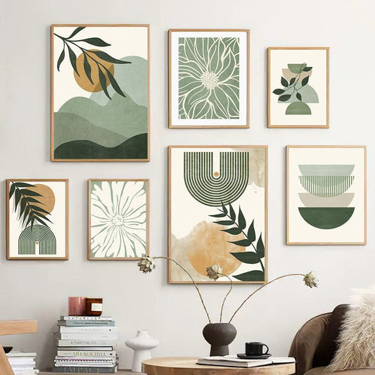 Poster Boho Abstrakt Pflanzen Blätter Botanik I Bilder Wohnzimmer | Wandbilder Schlafzimmer | Deko Print ohne Rahmen | Bilder Set Kunstdruck - justgoodmood