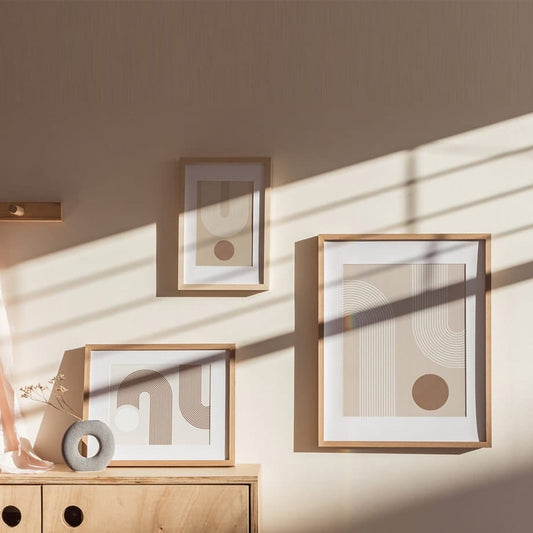 Poster Boho Abtrakt Bogen Linien Beige Braun | Bilder Wohnzimmer | Wandbilder Schlafzimmer | Deko Print ohne Rahmen | Bilder Set Kunstdruck - justgoodmood