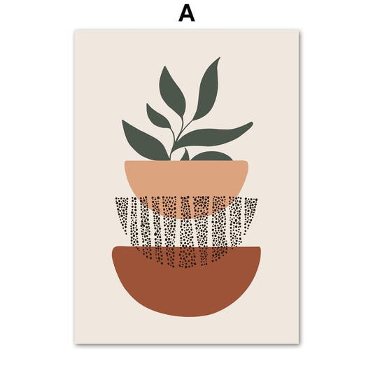 Poster Boho Grüne Blätter I Geometrische Formen als Deko Print ohne Rahmen - justgoodmood