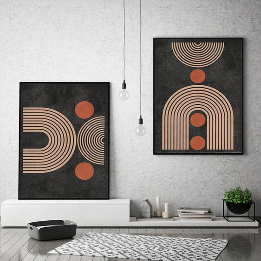 Poster Boho Halbkreis Bogen Linien Form und Kreise als Deko Print ohne Rahmen - justgoodmood