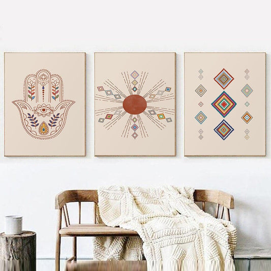 Poster Boho Marokkanisch Teppich Kunst Hand Fatima als Deko Print ohne Rahmen - justgoodmood