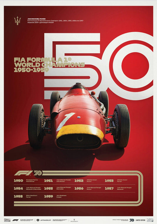 Poster Formel 1 Jahrzehnte Rennwagen Chronologie Legenden I Deko Print ohne Rahmen - justgoodmood