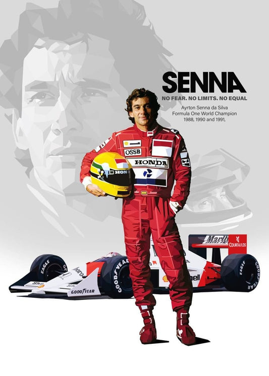 Poster Formel 1 Rennfahrer Rennwagen Ayrton Senna da Silva Legende I Deko Print ohne Rahmen - justgoodmood