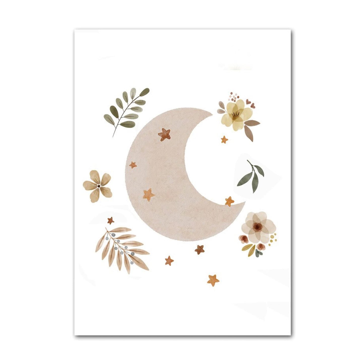 Poster Kinder süße Tiere im Boho Stil Nilpferd Elefant Löwe Regenbogen Sonne und Mond als Deko Print ohne Rahmen - justgoodmood