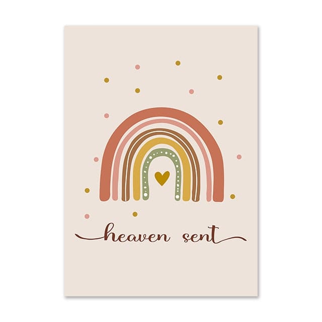 Poster Kinderzimmer Bilder Regenbogen Mond Wolken I Kinderzimmer & Babyzimmer Bilder I Wand Deko I Kunstdruck I Deko Print I ohne Rahmen - justgoodmood