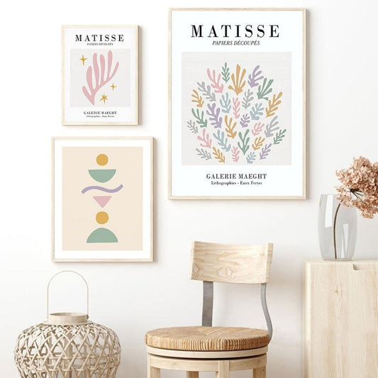 Poster Matisse Blumen Abstrakt | Bilder Wohnzimmer | Wandbilder Schlafzimmer | Deko Print ohne Rahmen | Bilder Set Matisse Beige - justgoodmood