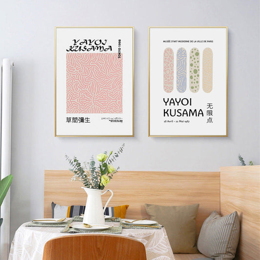Poster Modern Yayoi Kusama Abstrakt Nordic | Bilder Wohnzimmer | Wandbilder Schlafzimmer | Deko Print ohne Rahmen | Bilder Set Kunstdruck - justgoodmood