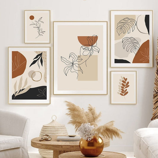 Poster Monstera Blätter und Pflanzen Blätter Abstrakt Boho als Deko Print ohne Rahmen - justgoodmood