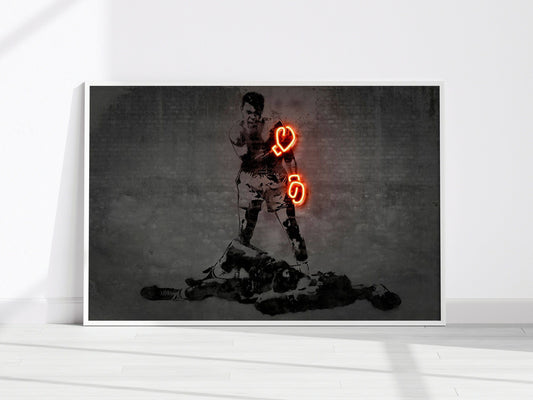 Poster Muhammad Ali Neon Boxhandschuhe I Gym I Wohnzimmer Bilder I Trainingszimmer Bilder I Deko Print I ohne Rahmen - justgoodmood
