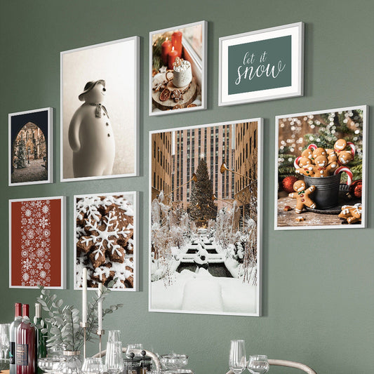 Poster New York Weihnachtsbaum Zimtplätzchen Kathedrale | Bilder Wohnzimmer | Wandbilder Schlafzimmer | Deko Print ohne Rahmen | Bilder Set - justgoodmood