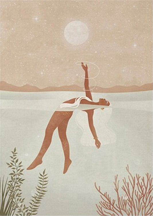 Poster Sonne Mond und Sterne als Deko im Boho Stil als Print ohne Rahmen - justgoodmood