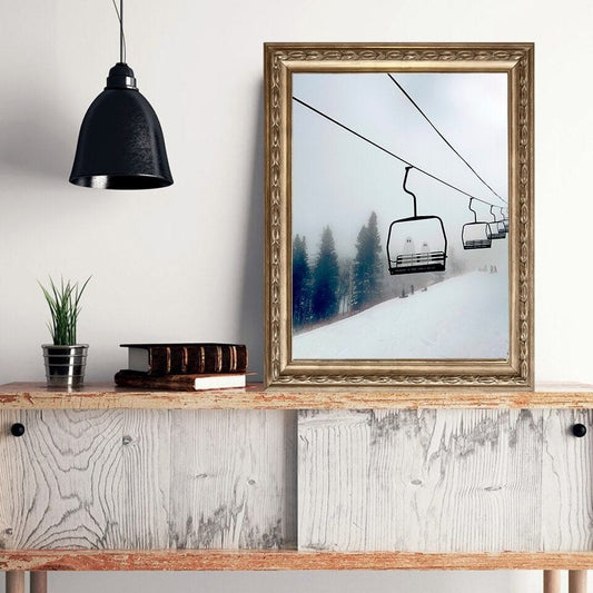 Poster Vintage Geister Landschaft und Ski Lift als Deko Print ohne Rahmen - justgoodmood