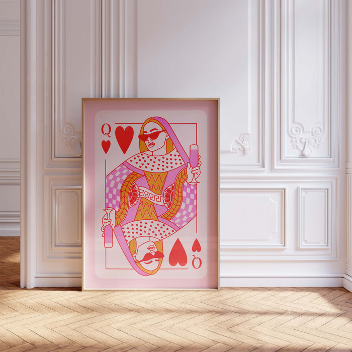 Queen of Hearts Poster – Premium Baumwoll-Canvas