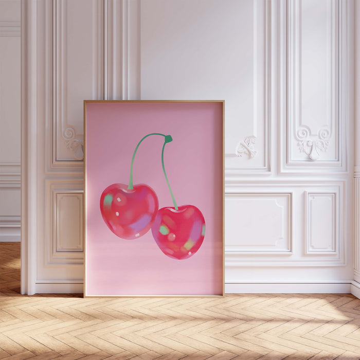 Kirschen Poster – Premium Baumwoll-Canvas Kunst