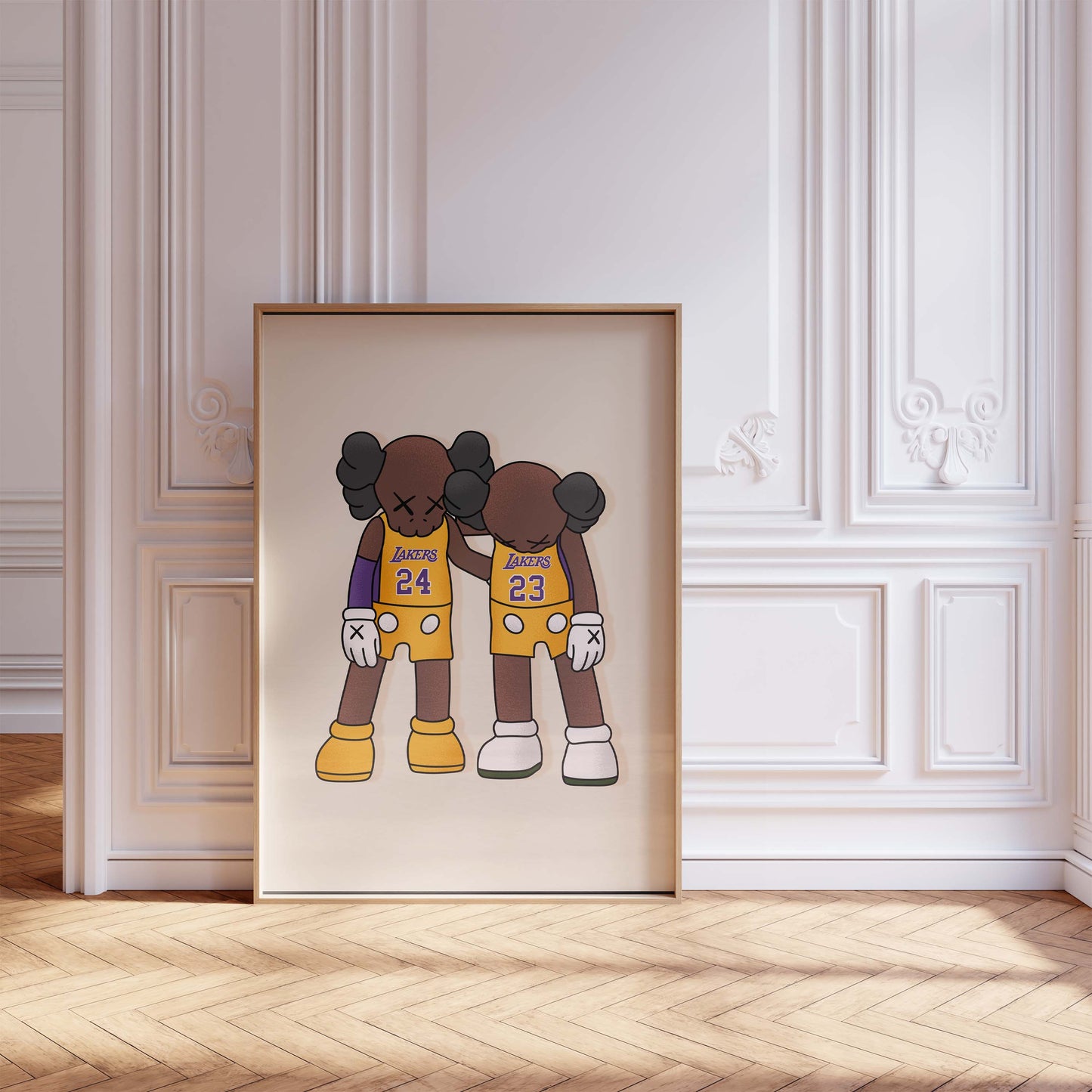 Basketball Duo Charakter Poster · Geschenkidee · Lakers inspiriertes Design · Freundschaft Team Illustration · Print ohne Rahmen