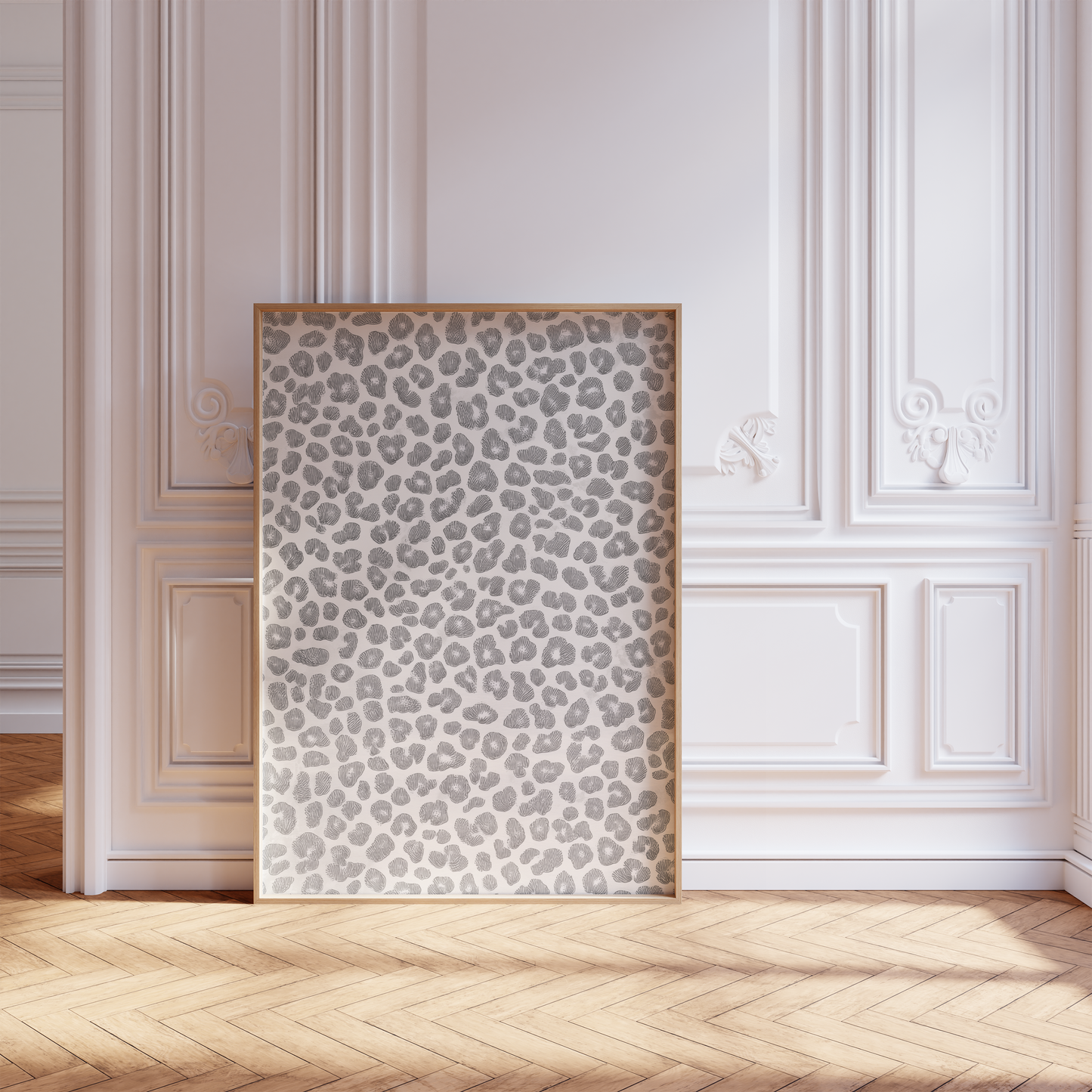 Leopardenmuster Poster · Geschenkidee · Beige Braun Grau Schwarz Weiß · Dekoprint ohne Rahmen