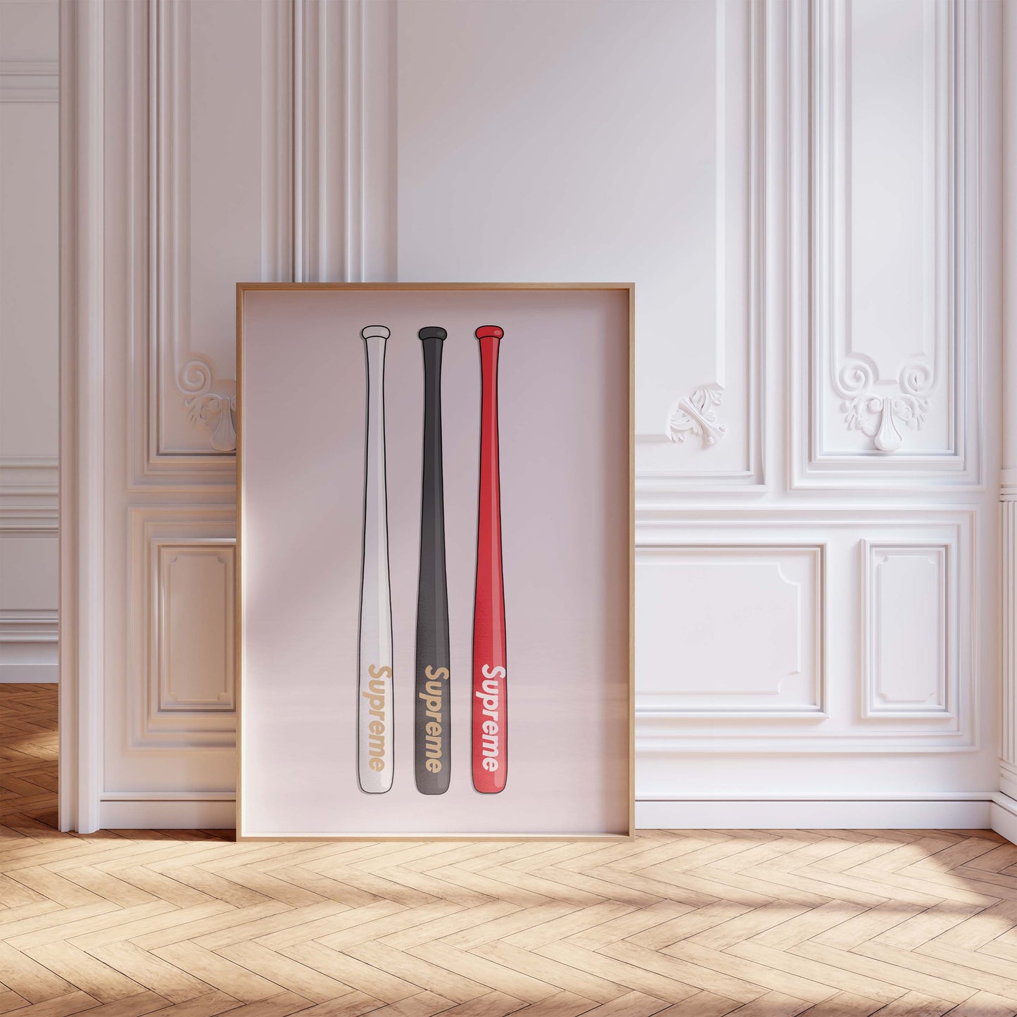 Streetwear Baseballschläger Poster · Supreme Style Design · Minimalistisches Hypebeast Kunstwerk · Urban Wanddeko · Print ohne Rahmen