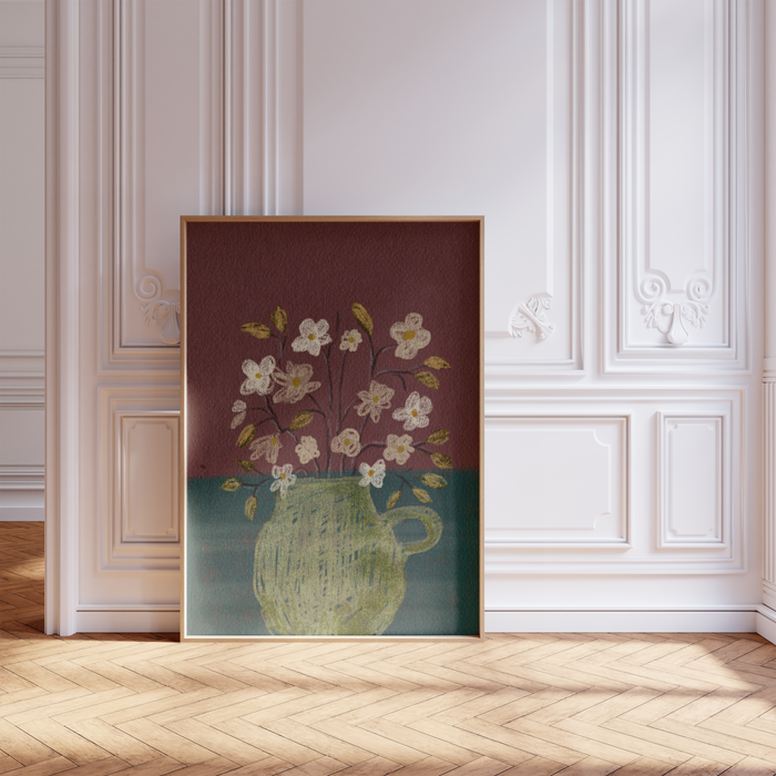 Geschenkidee · Botanische Blumen und Vase Poster Ästhetische Natur und Muster Kunst · Dekoprint ohne Rahmen | JUSTGOODMOOD
